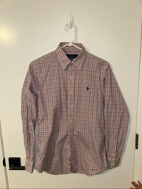Ralph Lauren Pink & Green Plaid Cotton Button-Down Shirt